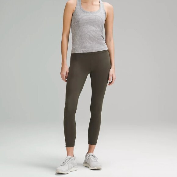 EUC Size 6 lululemon athletica Wunder Under Leggings in Army Olive Green 25" - Picture 1 of 2